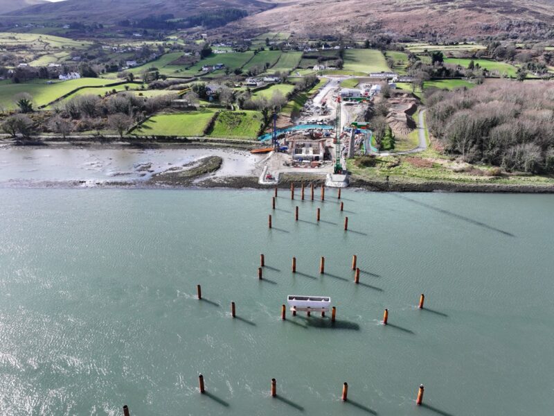 Construction of the Narrow Water Bridge connecting Northern Ireland and the Republic of Ireland