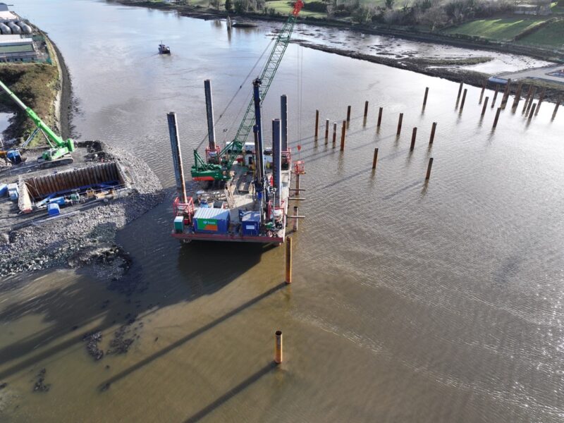 Construction of the Narrow Water Bridge connecting Northern Ireland and the Republic of Ireland