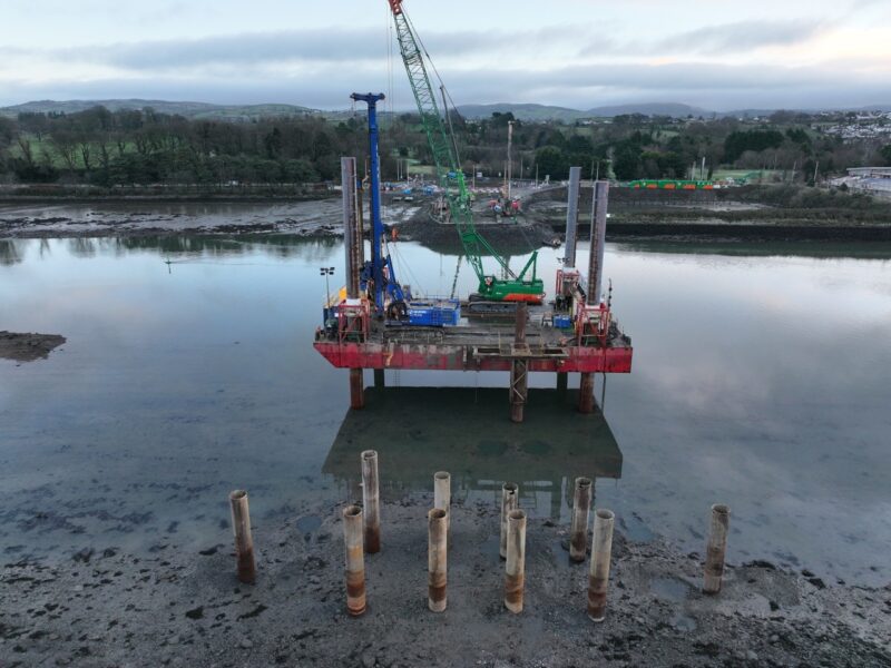 Construction of the Narrow Water Bridge connecting Northern Ireland and the Republic of Ireland