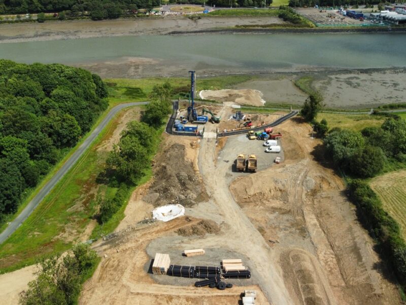 Construction of the Narrow Water Bridge connecting Northern Ireland and the Republic of Ireland