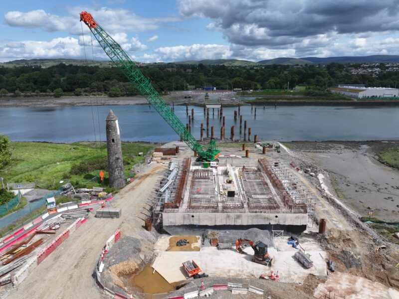 Construction of the Narrow Water Bridge connecting Northern Ireland and the Republic of Ireland